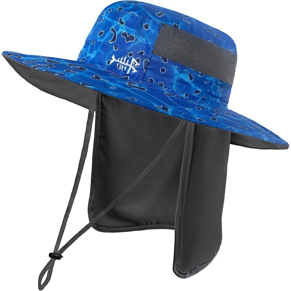 Unisex Rippled Sea 100% Nylon Wide Brim Mesh Vent with Neck Flap Cowboy Hat